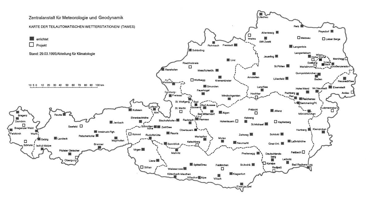 TAWES Messnetzkarte März 1995